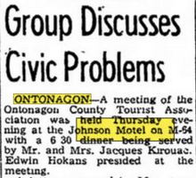 Superior Shores Resort (Johnsons Motel & Resort) - Oct 1961 Article